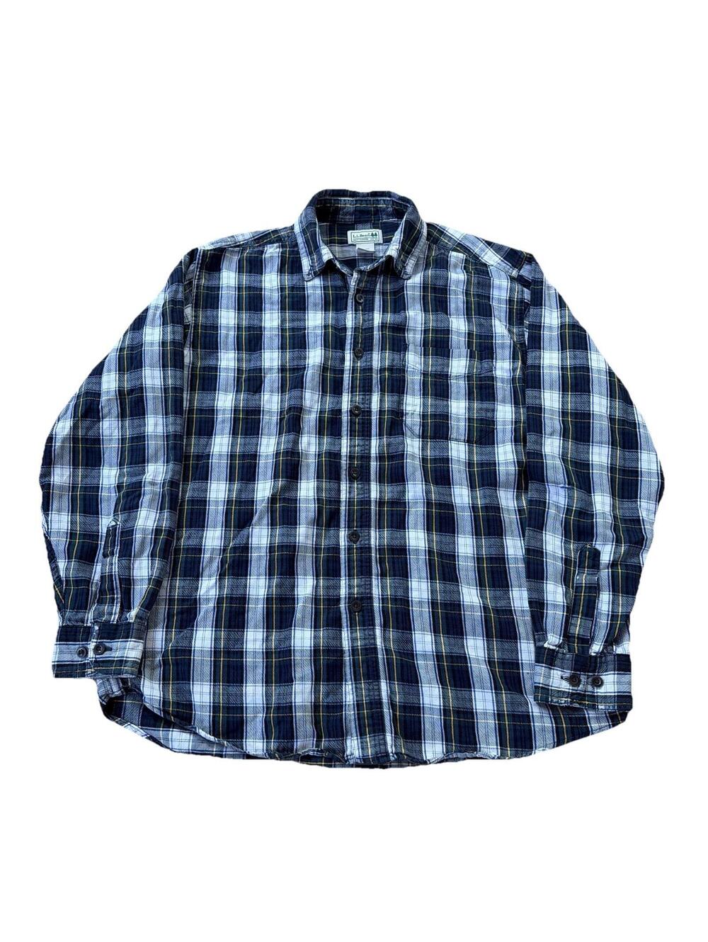 L.L. Bean Mens Medium Plaid Button Down Shirt Flannel Casual